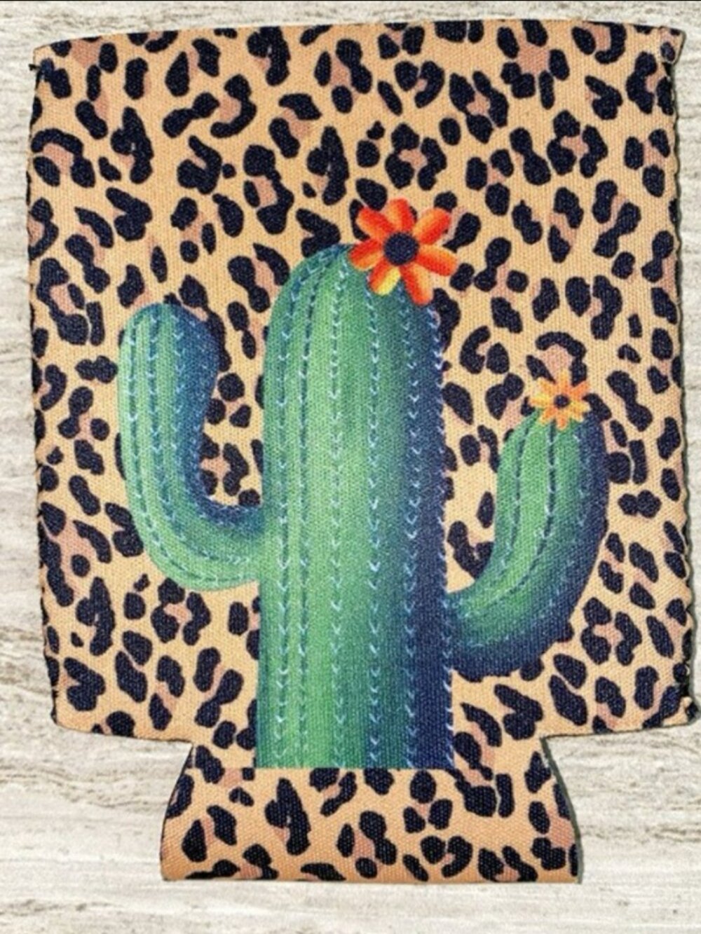 Looking Sharp Cactus Leopard Koozie